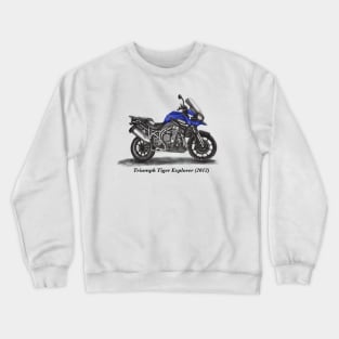 Drawing of Retro Classic Motorcycle Triumph Tiger Explorer Crewneck Sweatshirt